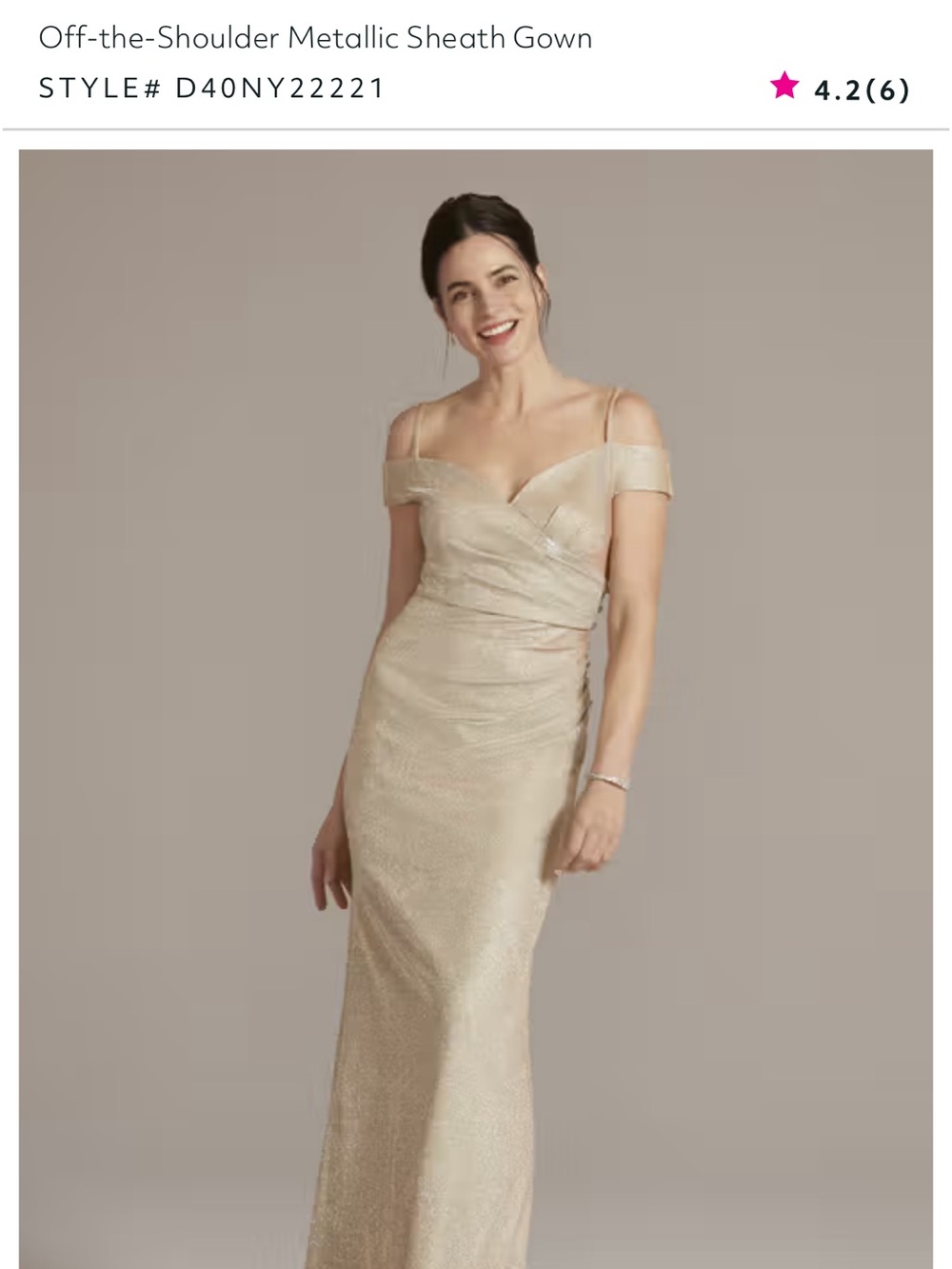 Oleg Cassini Gold-Beige Lace Draped Maxi Dress - Picture 4 of 4
